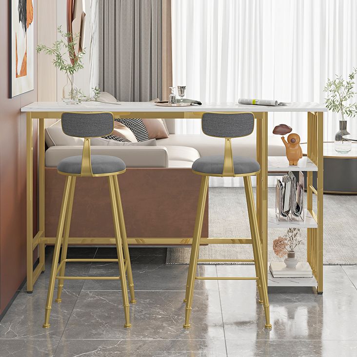 Modern Style Bistro Bar Table Rectangle Gold Frame Bar Table