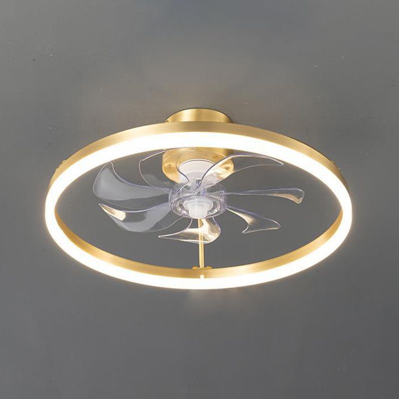 LED Deckenventilator mit Beleuchtung Rund Gold Modern Metall 7-Flügel