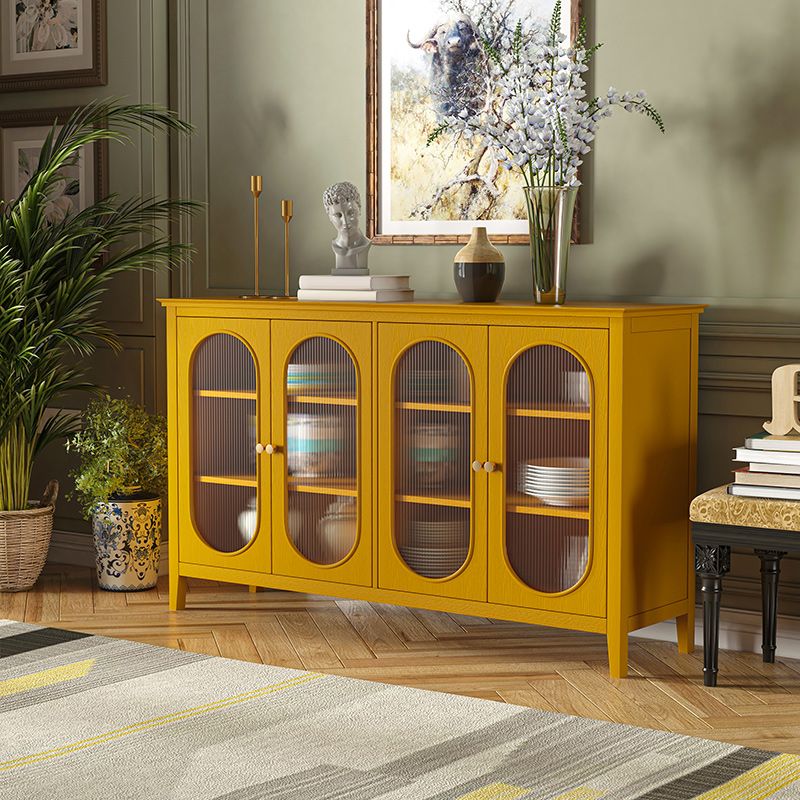 Contemporary Display Stand Pine Hutch Cabinet with Doors for Dining Room