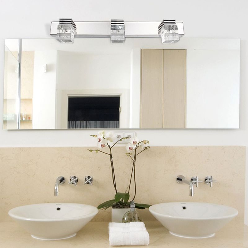Edelstahl -Waschtischleuchte Moderne Stil Blase Kristall Schatten Badezimmer Wandbeleuchtung