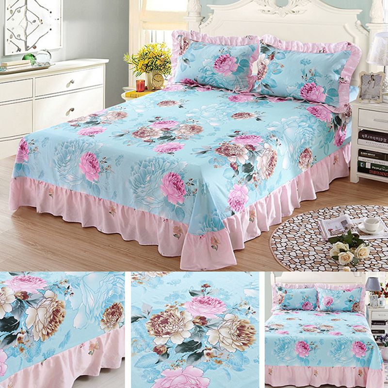 1 and 3-Piece Bed Sheet Plain Weave Floral Cotton Bed Sheet Queen
