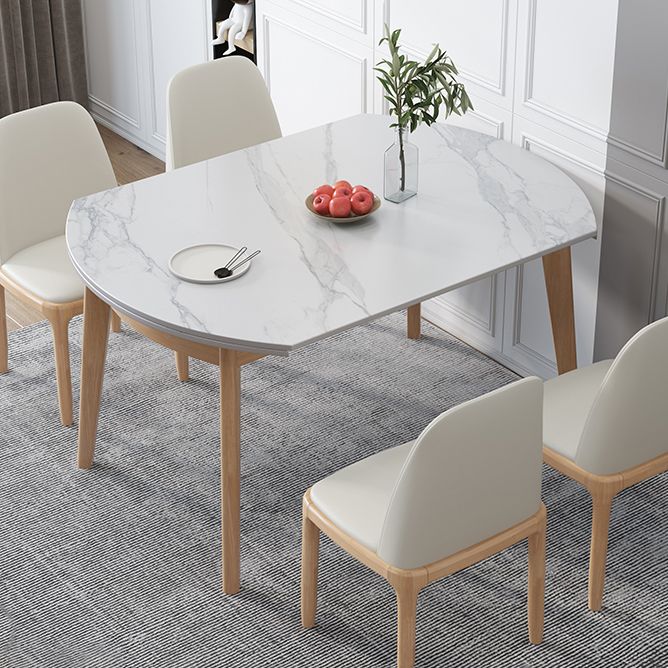 Modern Sintered Stone Dining Table Round Dining Room Table with 4 Legs