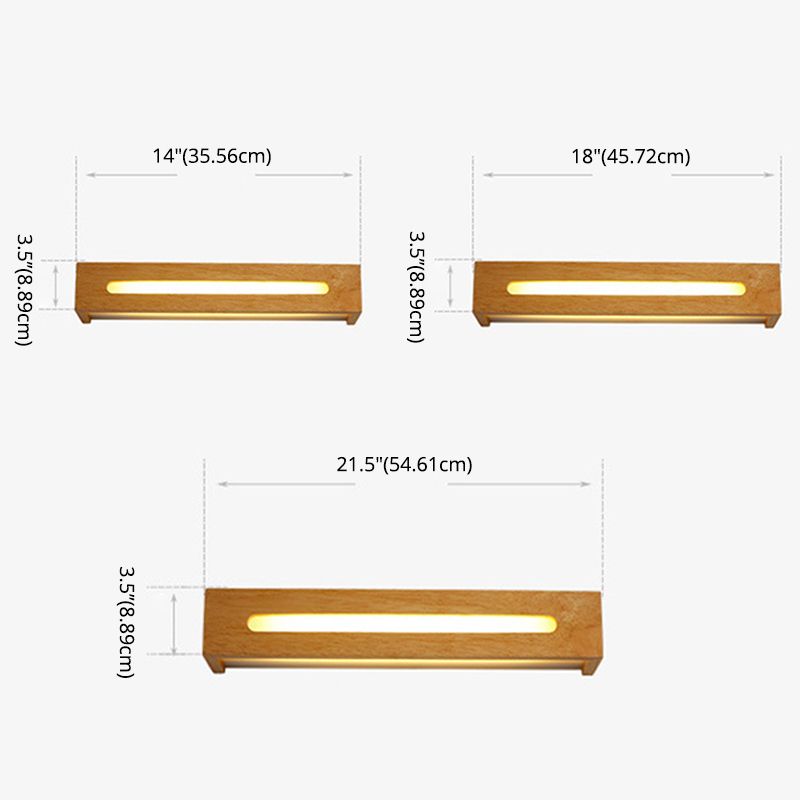 Wooden Rectangular Wall Sconce Lighting Modern Style LED Beige Sconce Light Fixture