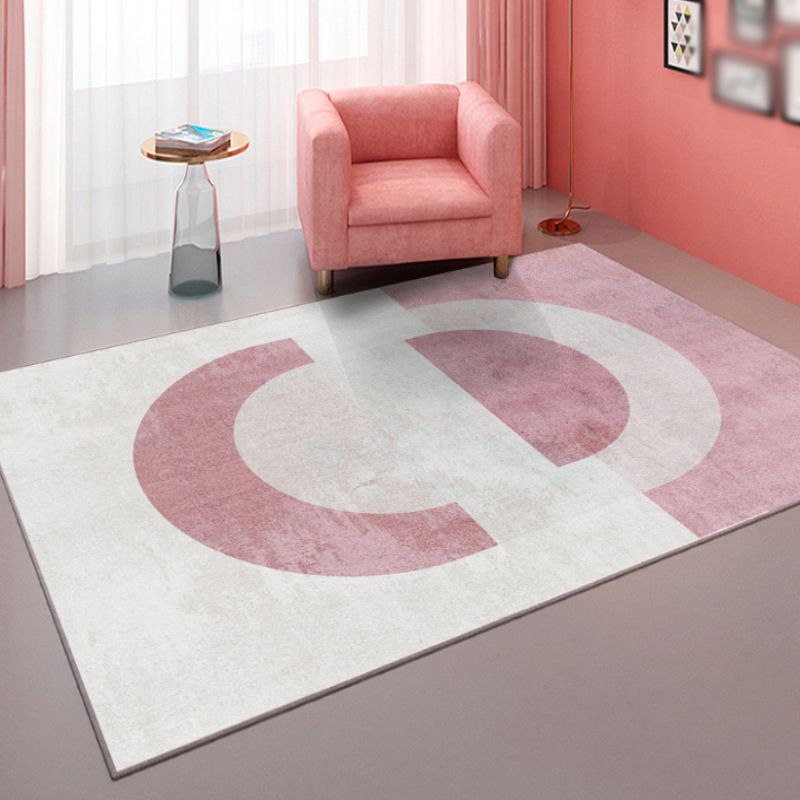 Nordic Simple Indoor Rug Pink Tone Carpet Polyester Stain Resistant Rug for Living Room
