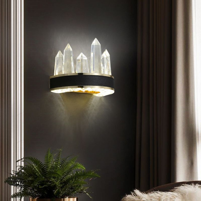 Black Icicle Shaped Wall Mount Light Modern Crystal LED Wall Sconce Light for Living Room