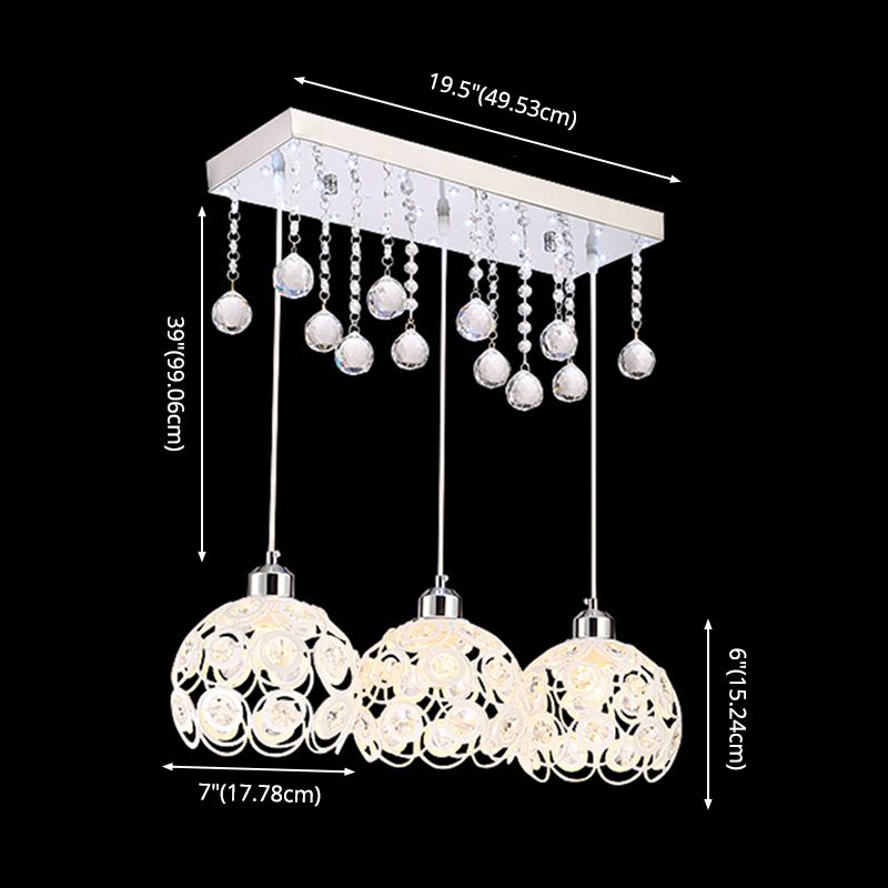 Salle à manger à teinte mondiale Crystal Crystal 3-Light Pendant moderne Lampe