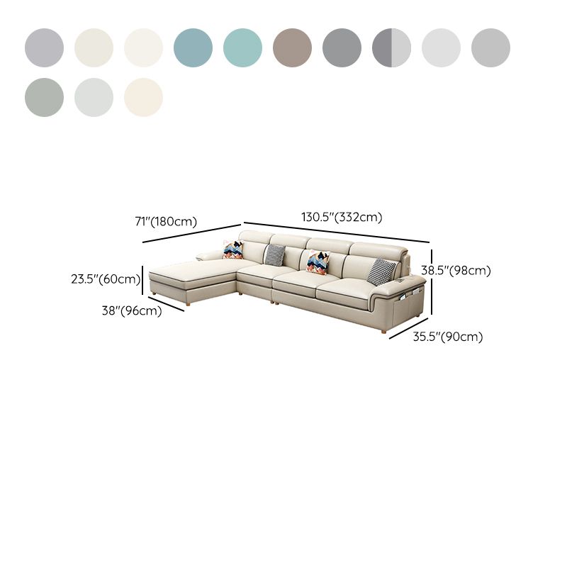 130.7" Pillow Top Arm Sectionals, Scandinavian Natural Leg Sectional Set