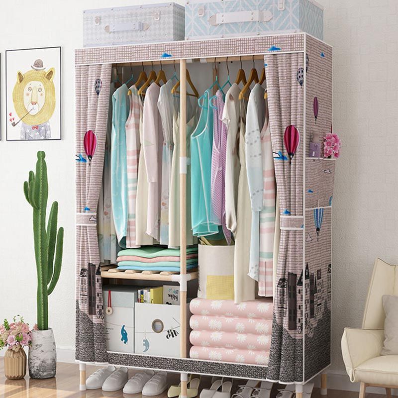 Contemporary Style Wardrobe Armoire Solid Wood Wardrobe Closet with Legs