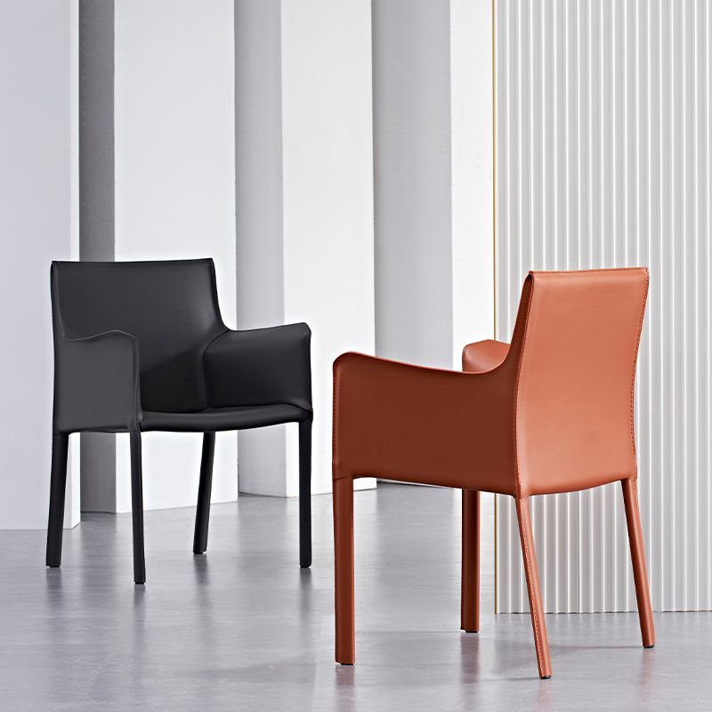 Silla de comedor de metal contemporáneo Comedor Silla individual con respaldo sólido y brazo