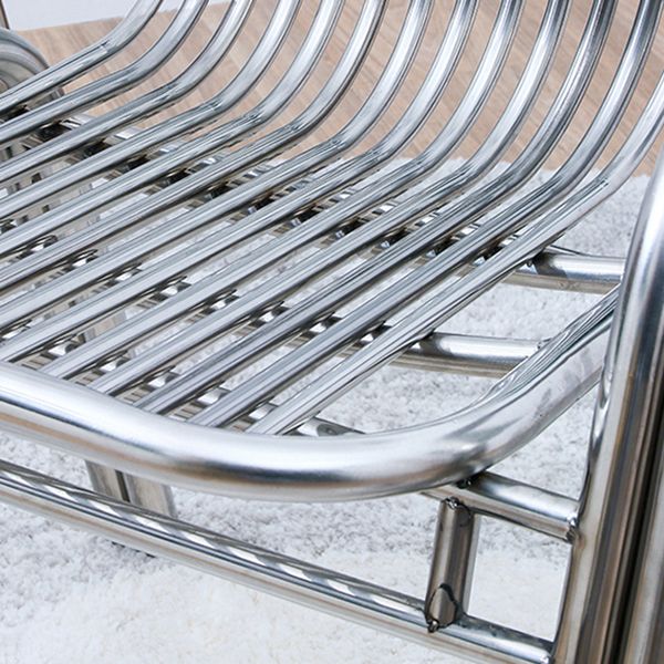 Contemporary Dining Room Metal Slat Back Dining Chair with Arm