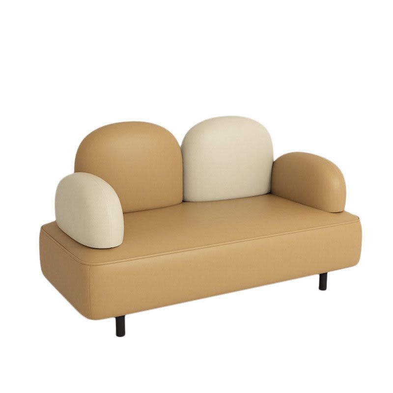 Pillow Top Arm Sofa Modern Faux Leather 31.5 Inch High Loveseat