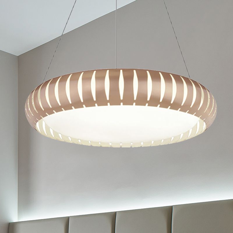Lámpara moderna de metal de metal de techo redondo LED/negro/blanco en luz cálida/blanca/natural, 18 "/22" de ancho