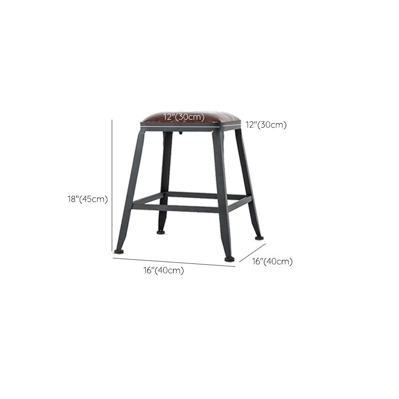 Industrial Black Counter Stool with Square Seat Metal Barstool for Bar