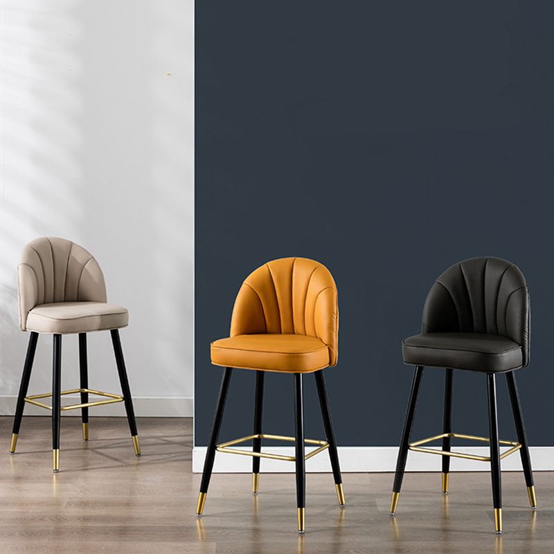 Modern Armless Backrest Counter Stool Iron Bar Stool with Cushion for Kitchen