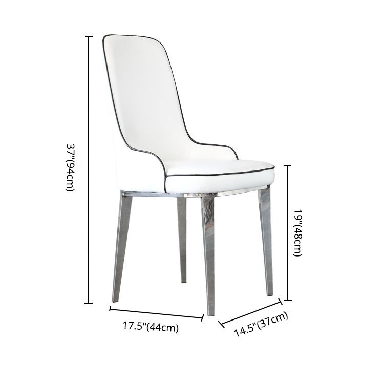 Chaises de salle à manger scandinaves avec 4 jambes en métal chaise sans bras en cuir en cuir pour la maison