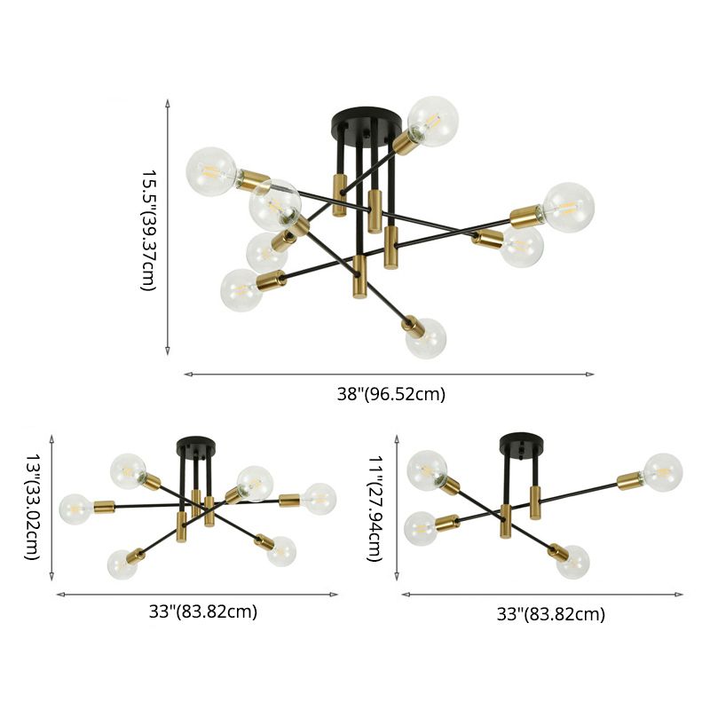 Lampadario a sospensione di metallo nero leggero moderno lampadario a soffitto in vetro moderno per soggiorno