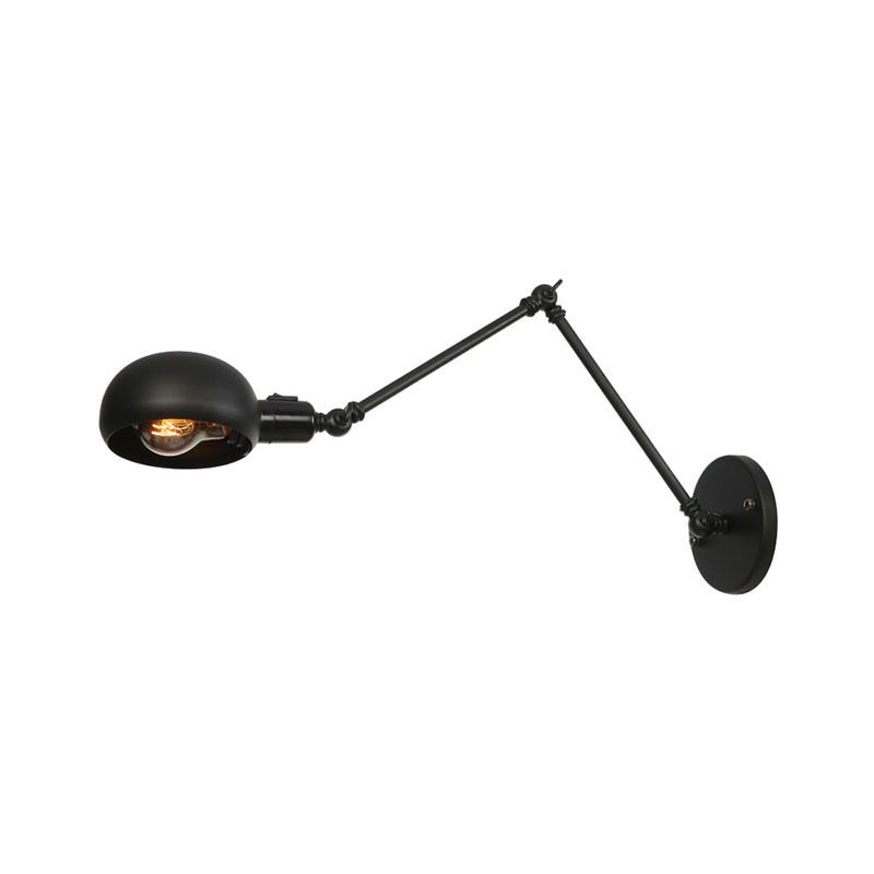 Lumière murale de style industriel noir givré 2 sections Swing Am Sponce Light avec une teinte en métal de bol