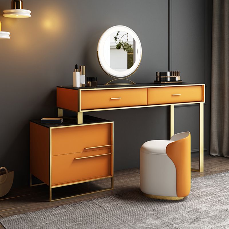 Orange Vanity Set with 4 Storage Drawers Make-up Vanity, 15.74" Wide