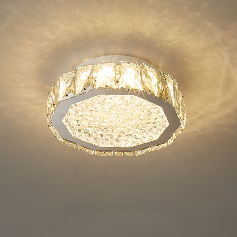 LED Flush Light Contemporary Transparent Crystal Bedroom Flush Ceiling Lamp