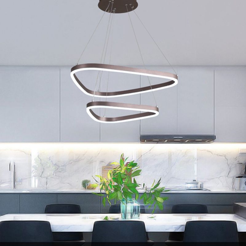 Acrylic Triangle LED Drop Pendant Contemporary 2/3/4-Light Ceiling Chandelier in Warm/White Light