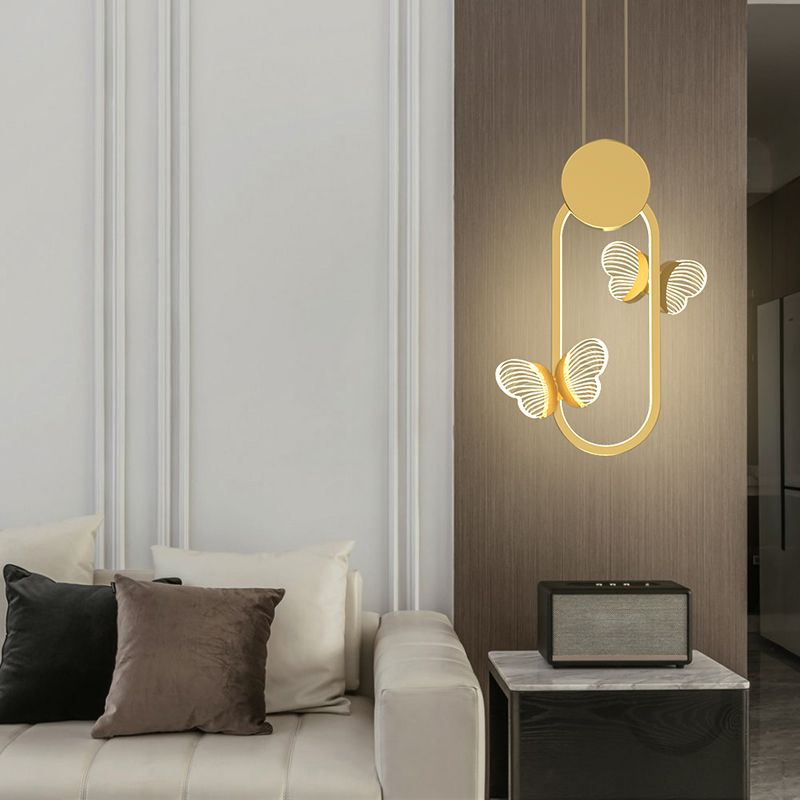 Plafonnage minimaliste Butterfly Plafond Metal Bedroom LED Suspension Pendante