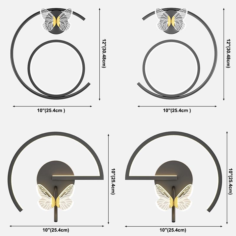 Accesorio de iluminación de pared acrílico mariposa LED minimalista Splecha de pared geométrica negra