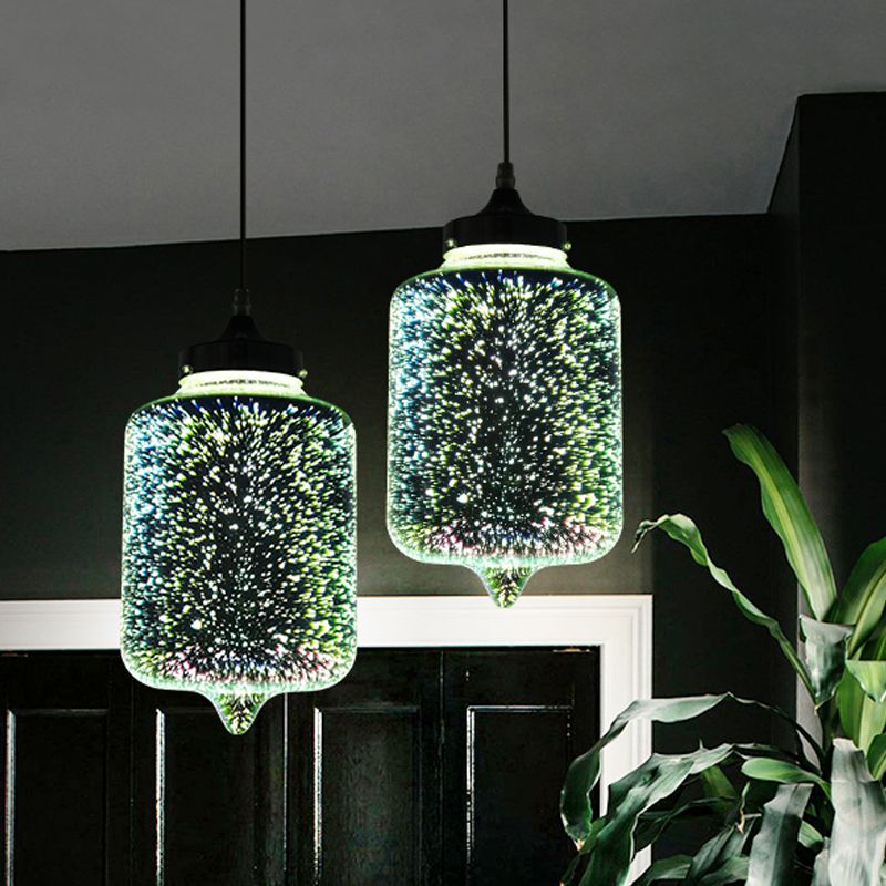 Zylinder/Oval/Kegelanhänger Beleuchtung moderne 3-D-farbenfrohe Glas 1 Leichte Chrom-LED-Deckenlampe