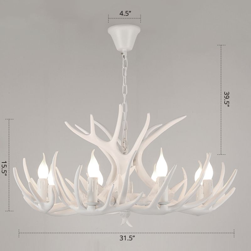 Suspension de bougie en résine Light Country Style Restaurant Chandelier avec Antler Deco