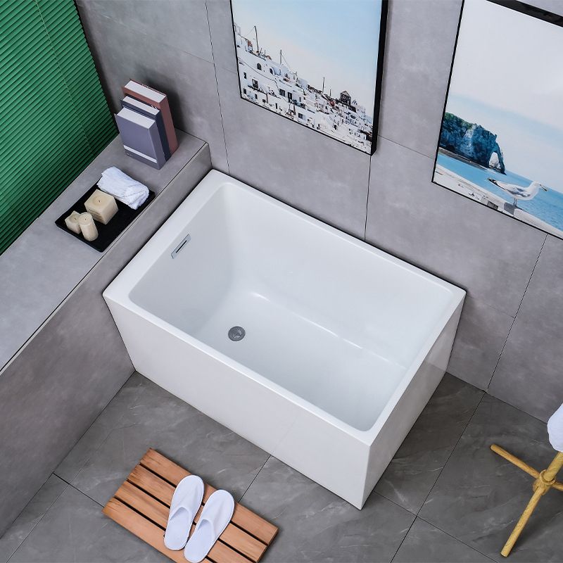 White Back to Wall Soaking Bathtub Contemporary Rectangular Acrylic Bath Tub