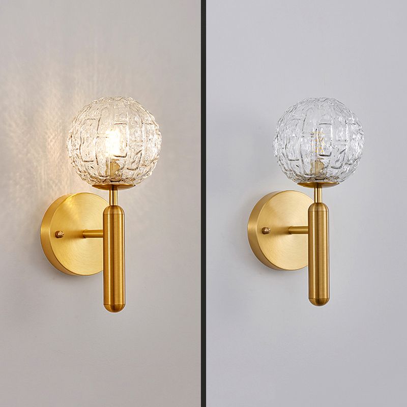Ball Shape Metal Wall Lighting Modern Style 1-Light Wall Mounted Light in Gold