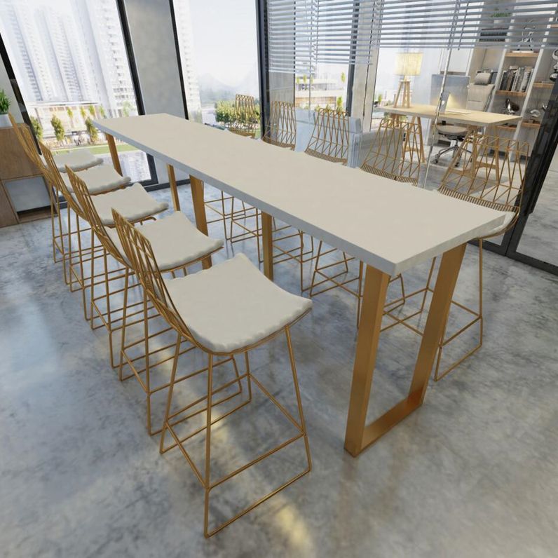 Glam Wood Bar Height Table with Rectangle Table Top Sled Table - 41.3" H