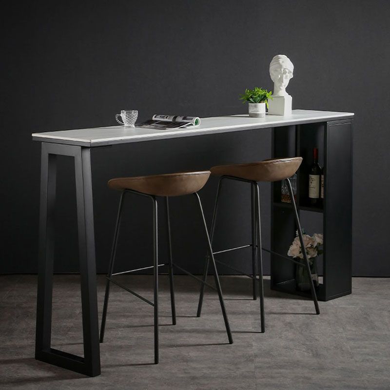 42-inch Height Cocktail Bar Table Industrial Style Metal Base Bar Height Storage Table