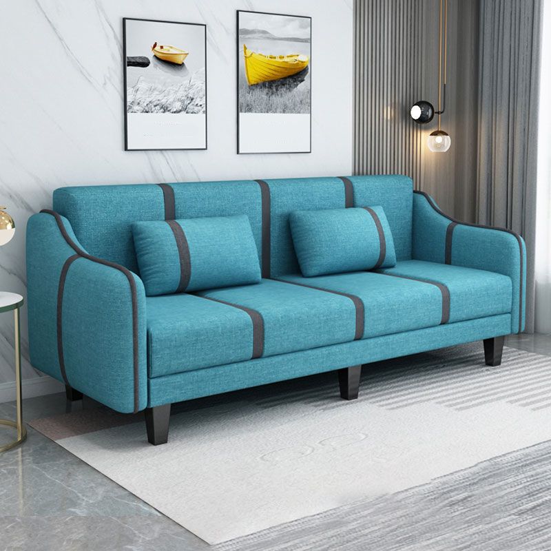 Contemporary Pillows Convertible Sloped Arm Stationary Seating