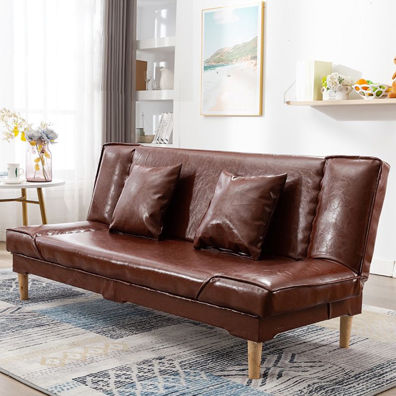 Modern Macaroon Wood 4  Legs Sofa Convertible Armless Sofe for Living Room