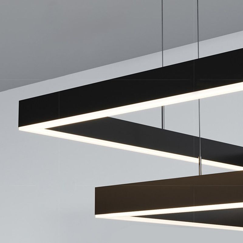 Metal Squares Chandelier Light Fixture Minimalist LED Pendant Lighting Fixture in Black