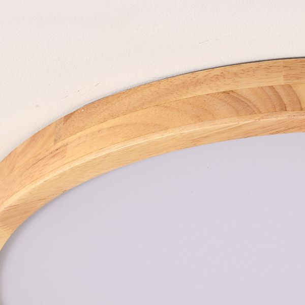 Modern Simplicity LED Ceiling Light Circular Wooden Flush Mount for Living Room