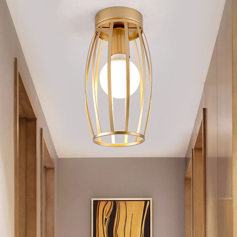 Plafonnier ovale en métal à 1 lumière, style nordique, noir/rose/jaune/bleu/vert/or, pour couloir