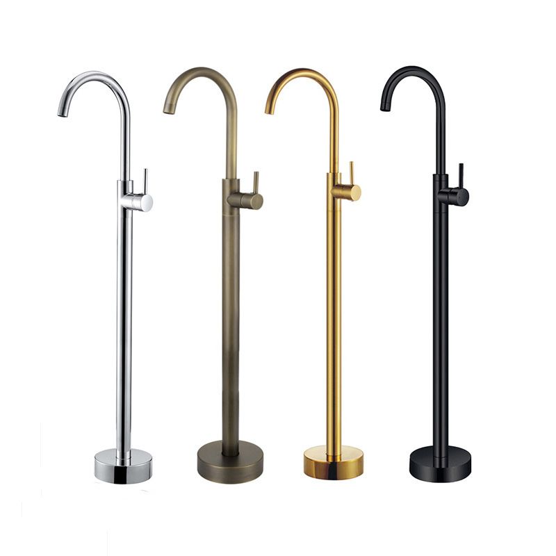 Floor Metal Freestanding Tub Filler Swivel Copper Freestanding Faucet