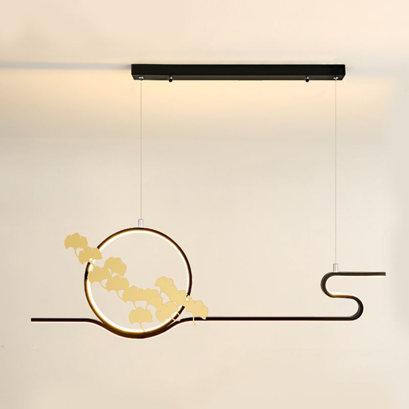 Luces de isla de forma lineal Estilo moderno Metal dos luces colgantes de luz
