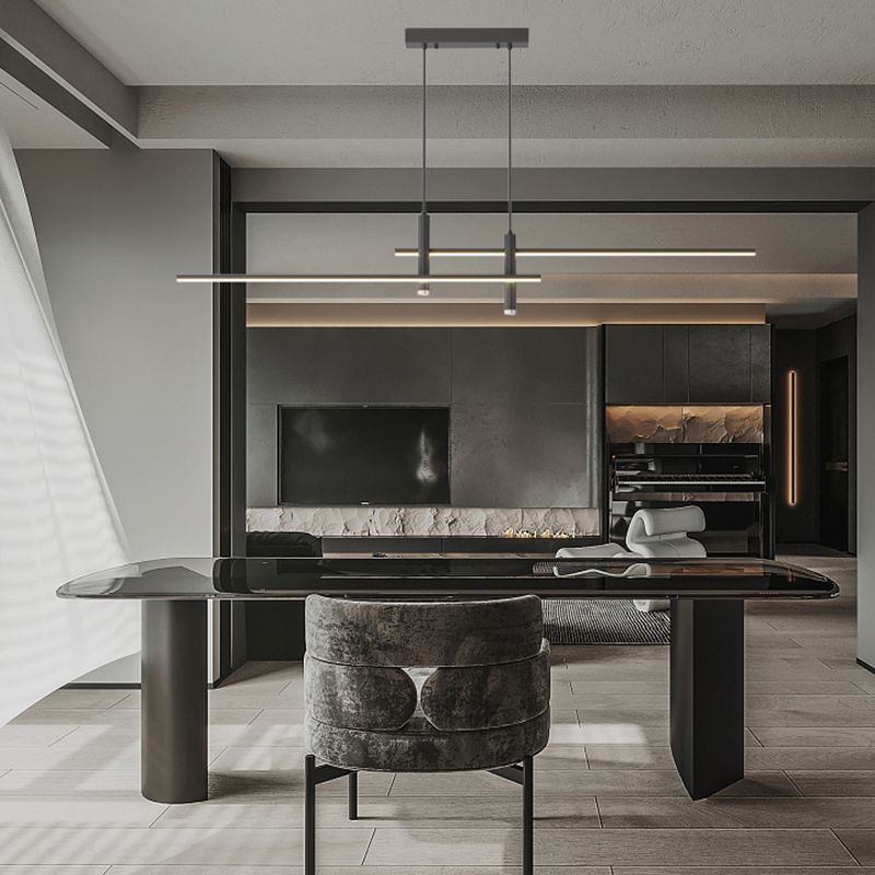 Modern Linear Island Chandelier Lights Metal Island Pendants