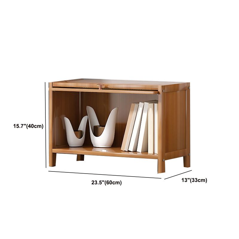 13" Wide Wooden Bookcase Bamboo Light Brown Bookshelf with Doors