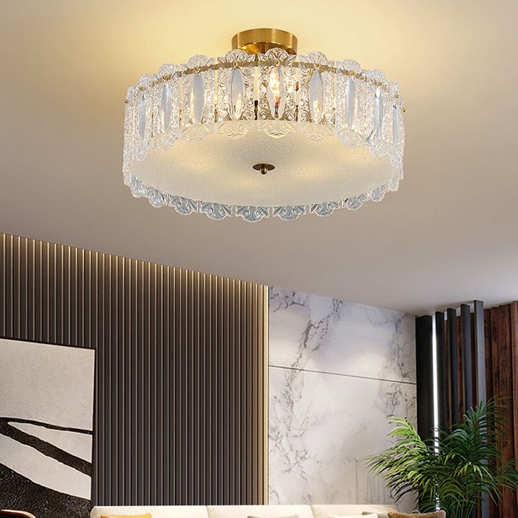 Modern Geometric Ceiling Light Glass Flush Mount Light for Living Room