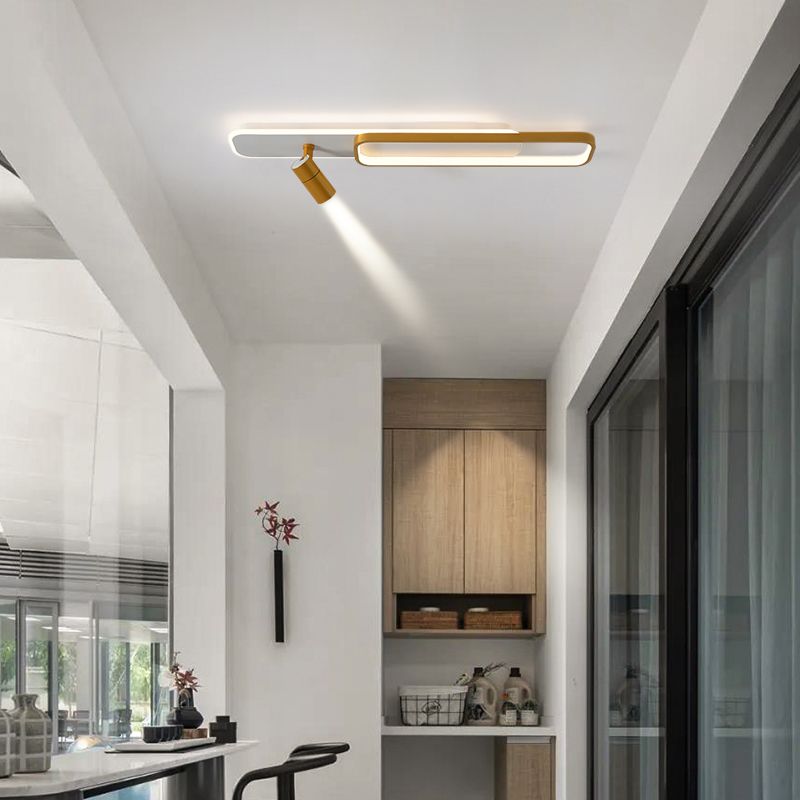 Lámpara de techo de metal de estilo minimalista moderno con montaje semi empotrado LED acrílico rectangular para pasillo