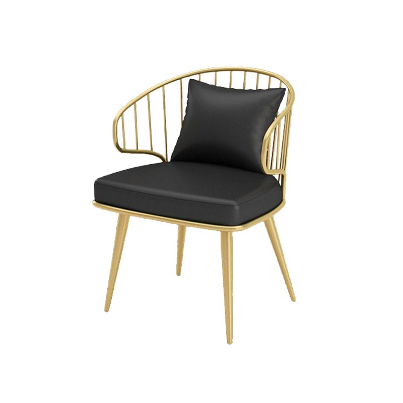 Glam Upholstered Dining Chairs Metal Windsor Back Arm Chairs