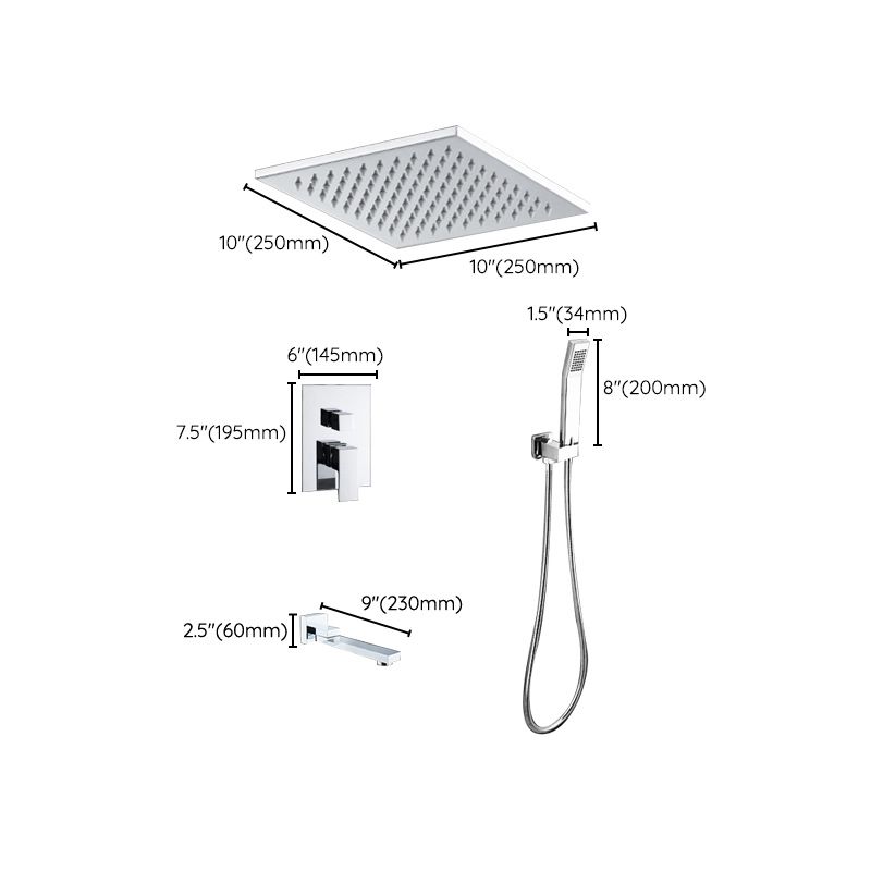 Modern Shower System Brass Adjustable Spray Pattern Ceiling Mounted Shower Combo