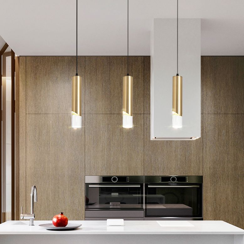 Tube Dinning Room Hanging Light Fixture Metal Simple Style Pendant Light Fixture