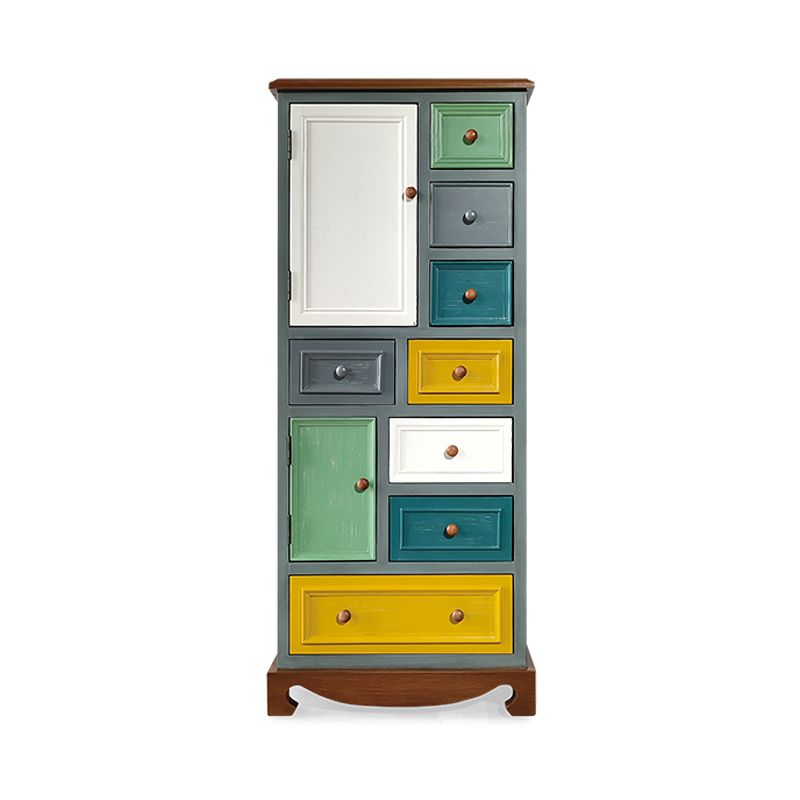 Industrial Wood Accent Chest with Drawers Colorful Accent Cabinet