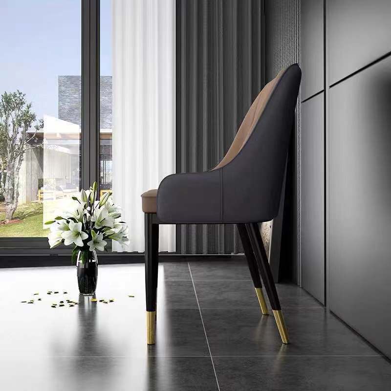Glamstil Faux Lederstuhl Parsons Essstuhl für Zuhause mit schwarzen Beinen