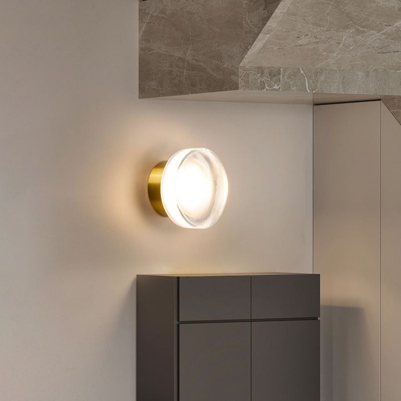 Contemporary LED Wall Sconce in Black / Gold Wall Light with Acrylic Round Shade