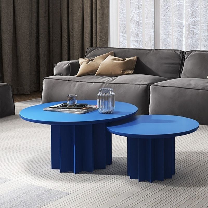 Contemporary Cocktail Table Solid Wood Round Pedestal Single Coffee Table